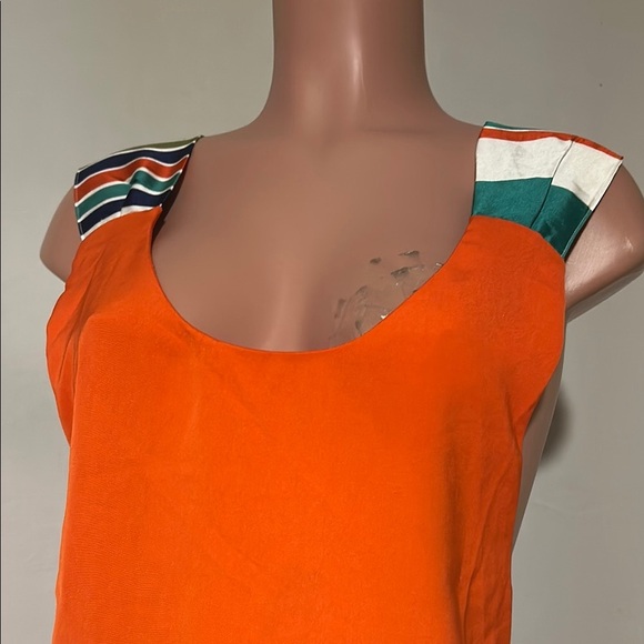 Lulus Women's Orange Joyful Multi Stripe Tie-Back Mini Shift Dress Size Large - Picture 6 of 11